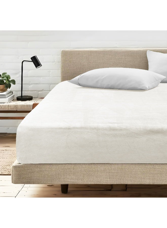 Morano Viva Luxury Velvet Fitted Sheet – King (180x200x25cm) – Ultra-Soft 100% Microfiber Bedding with All-Around Elastic & Easy-Fit Side Labels – Breathable & Wrinkle-Resistant (Ivory) - Image 1